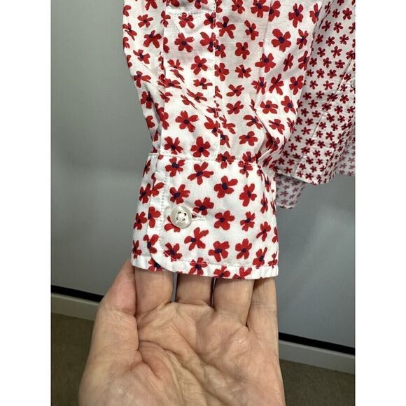 GRAYSON Women's The Hero Cotton Floral Button Down Shirt Red Size 01/XS/0-2 - Picture 7 of 12